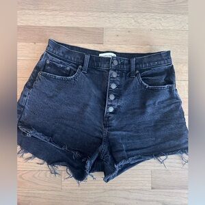 Abercrombie & Fitch High-Waist Black Denim Button-Fly Shorts